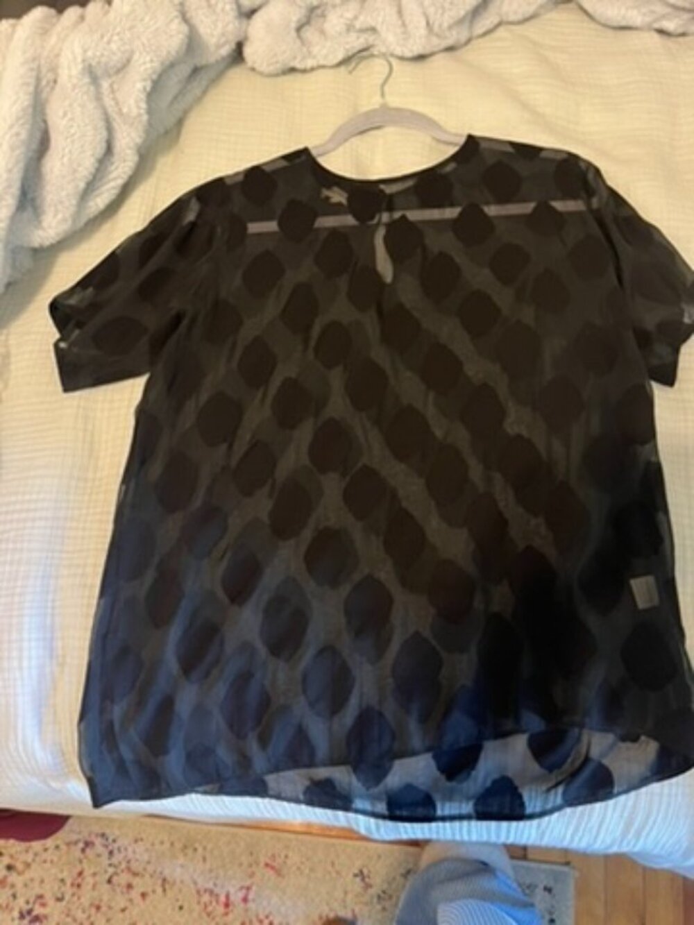 Sheer Black Burnout Polka Dot Blouse
